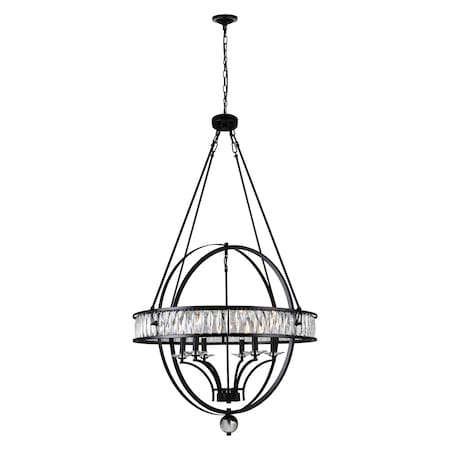 6 Light Chandelier With Black Finish